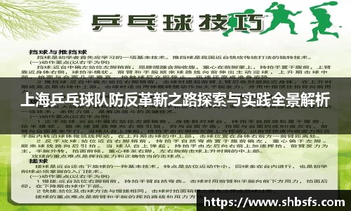 上海乒乓球队防反革新之路探索与实践全景解析